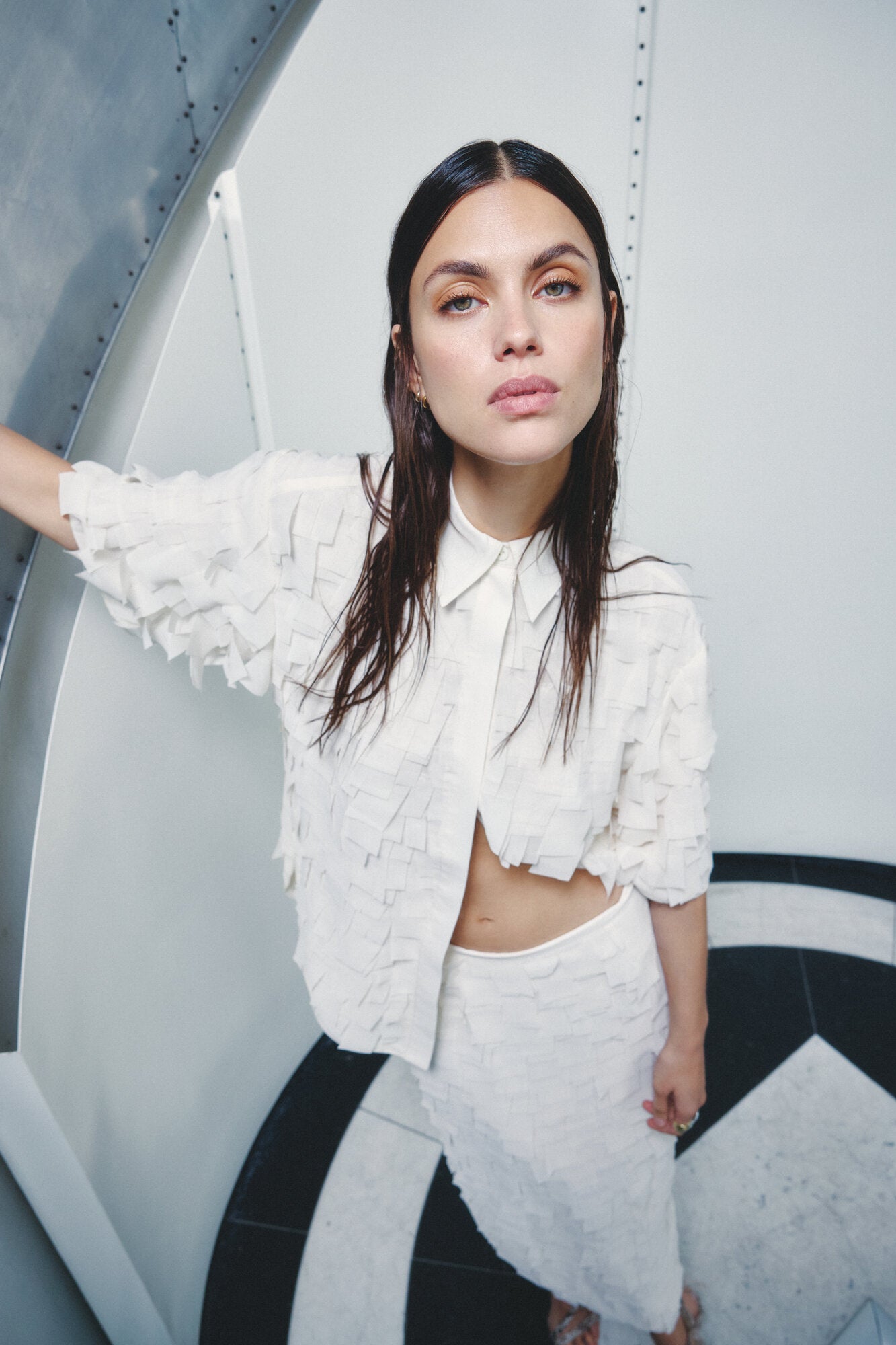 Figo Chiffon Fringe skjorte - Jet Stream